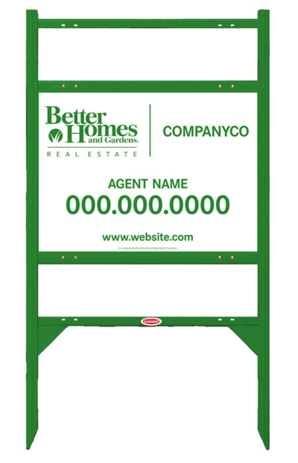 Angle Iron Frame With Two Rider Inserts And Agent Sign Panel Unit, 18"H X 24"W, Green