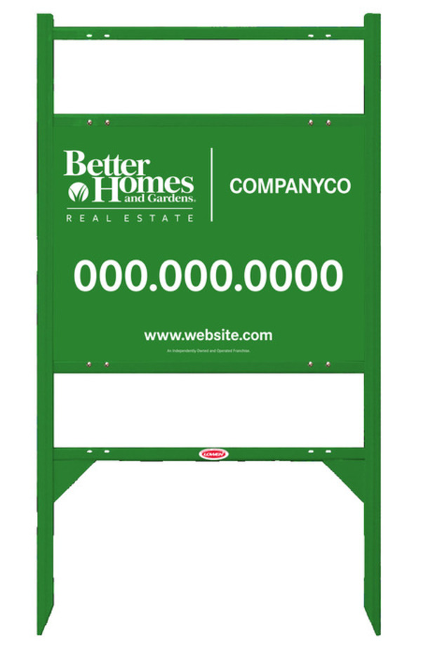 Angle Iron Frame With Two Rider Inserts And Sign Panel Unit, 18"H X 24"W, Green