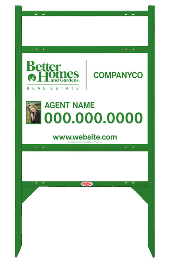 Angle Iron Frame With Two Rider Inserts And Photo Sign Panel Unit, 18"H X 24"W, Green