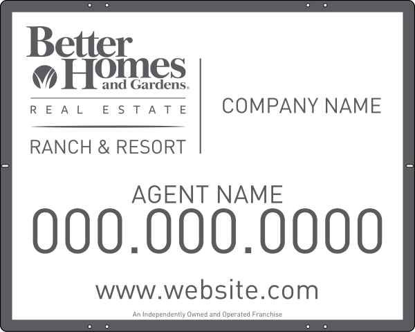 Ranch And Resort Real Estate Agent Panel, 24 GA Steel 24"H X 30"W