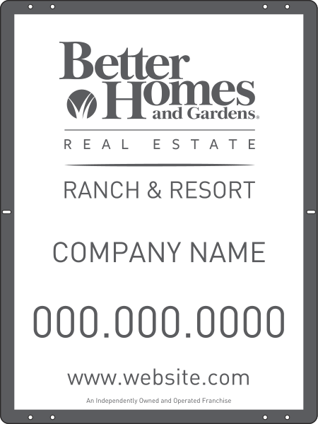Ranch And Resort Real Estate Sign Panel, 24 GA Steel 24"H X 18"W