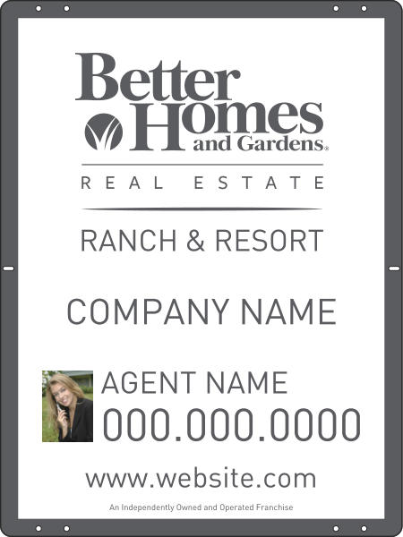 Ranch And Resort Real Estate Photo Sign Panel, 24 GA Steel 24"H X 18"W