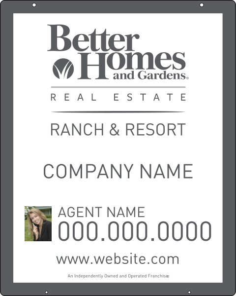 Ranch And Resort Real Estate Photo Hanging Sign Panel With Grommets, 24 GA Steel 30"H X 24"W