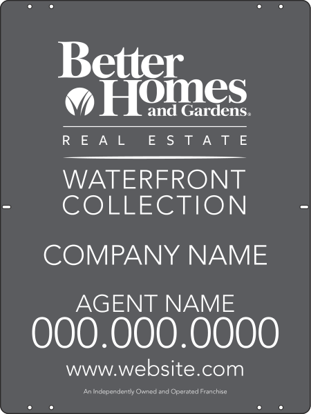 Waterfront Collection Real Estate Agent Sign Panel, 24 GA Steel 24"H X 18"W