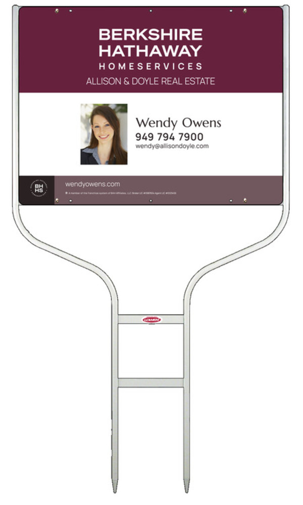 Round Rod Frame And Agent Photo Sign Panel Unit, 18"H X 24"W, Steel