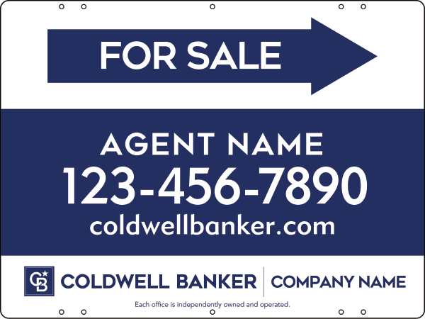 Directional Agent For Sale Sign Panel, 18"H X 24"W, Steel
