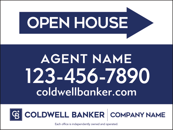 Directional Agent Open House Sign Panel, 18"H X 24"W, 4mm Corrugated