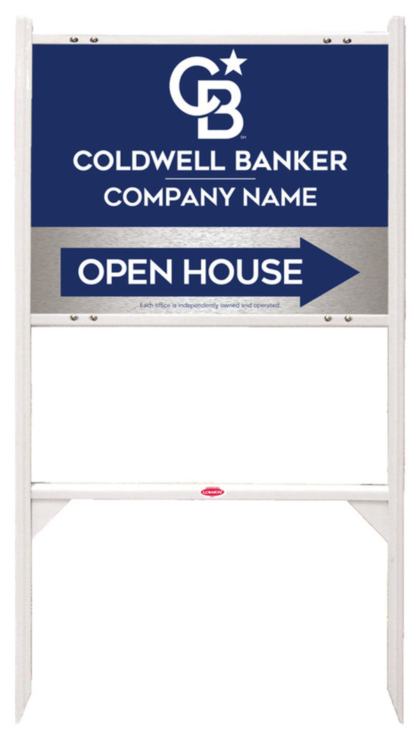Angle Iron Frame And Office Open House Sign Panel Unit, 18"H X 24"W, Brushed Aluminum Composite