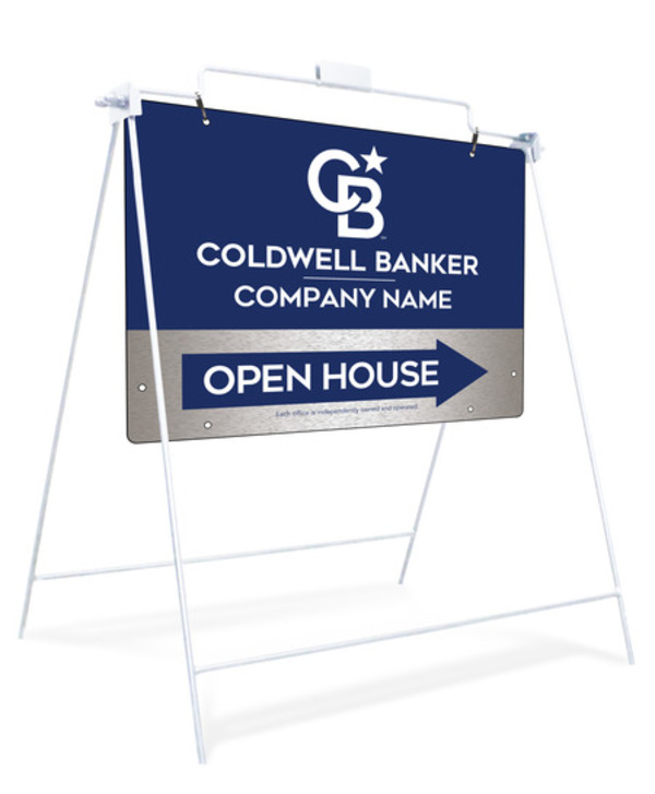 Swinging A-Frame And Office Open House Sign Panel Unit, 18"H X 24"W, Brushed Aluminum Composite