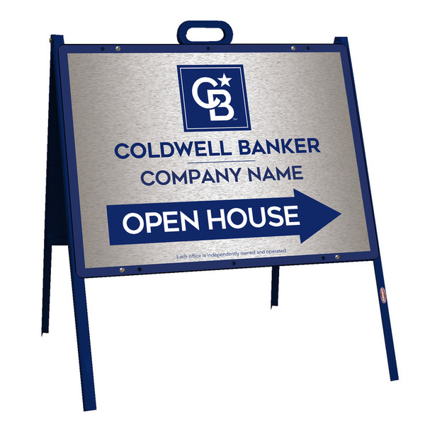 A-Frame And Office Open House Sign Panel Unit, 18"H X 24"W, Brushed Aluminum Composite