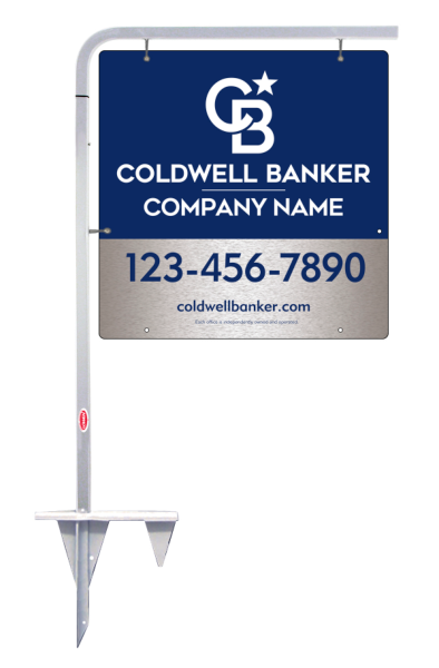 Tubular Stake And Office Sign Panel Unit, 24"H X 24"W, Brushed Aluminum Composite