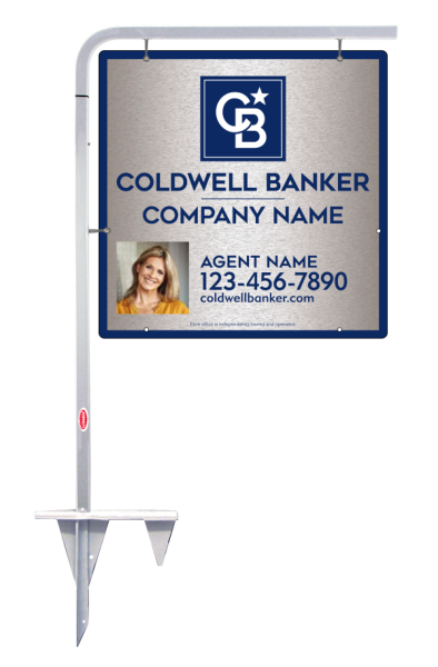 Tubular Stake And Agent Photo Sign Panel Unit, 24"H X 24"W, Brushed Aluminum Composite