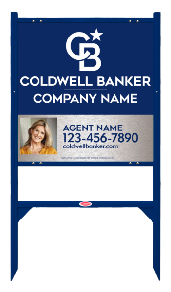 Angle Iron Frame And Agent Photo Sign Panel Unit, 24"H X 24"W, Brushed Aluminum Composite