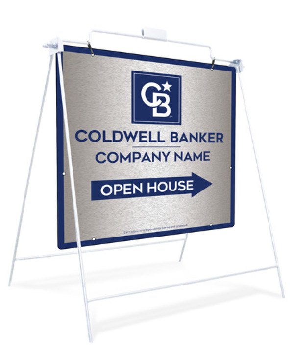 Swinging A-Frame And Office Open House Sign Panel Unit, 24"H X 24"W, Brushed Aluminum Composite