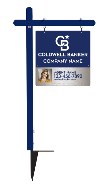 Sign Post And Agent Photo Sign Panel Unit, 24"H X 24"W, Brushed Aluminum Composite