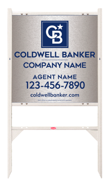 Angle Iron Frame W/ 2 Rider Inserts And Agent Sign Panel Unit, 24"H X 24"W, Brushed Aluminum Composite