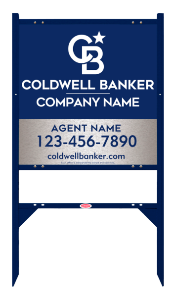 Angle Iron Frame W/ 2 Rider Inserts And Agent Sign Panel Unit, 24"H X 24"W, Brushed Aluminum Composite