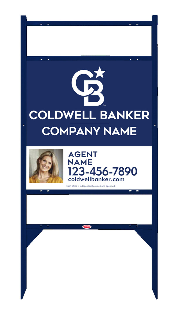 Angle Iron Frame W/ 2 Rider Inserts And Agent Photo Sign Panel Unit, 24"H X 24"W, .040 Aluminum