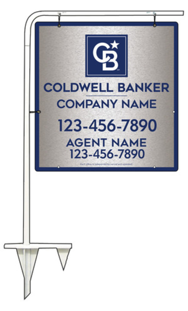 Tubular Stake And Agent Sign Panel Unit, 25"H X 24"W, Brushed Aluminum Composite