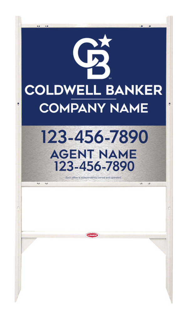 Angle Iron Frame And Agent Sign Panel Unit, 25"H X 24"W, Brushed Aluminum Composite