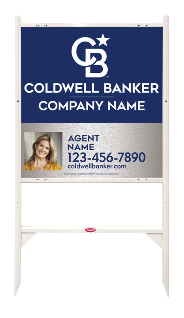 Angle Iron Frame And Agent Photo Sign Panel Unit, 25"H X 24"W, Brushed Aluminum Composite