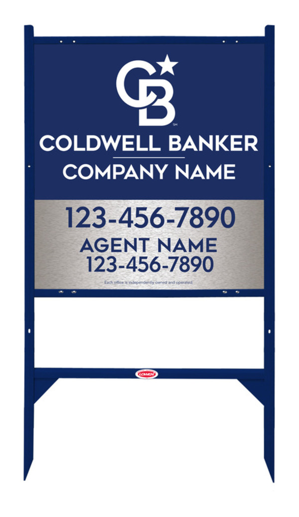Angle Iron Frame And Agent Sign Panel Unit, 25"H X 24"W, Brushed Aluminum Composite