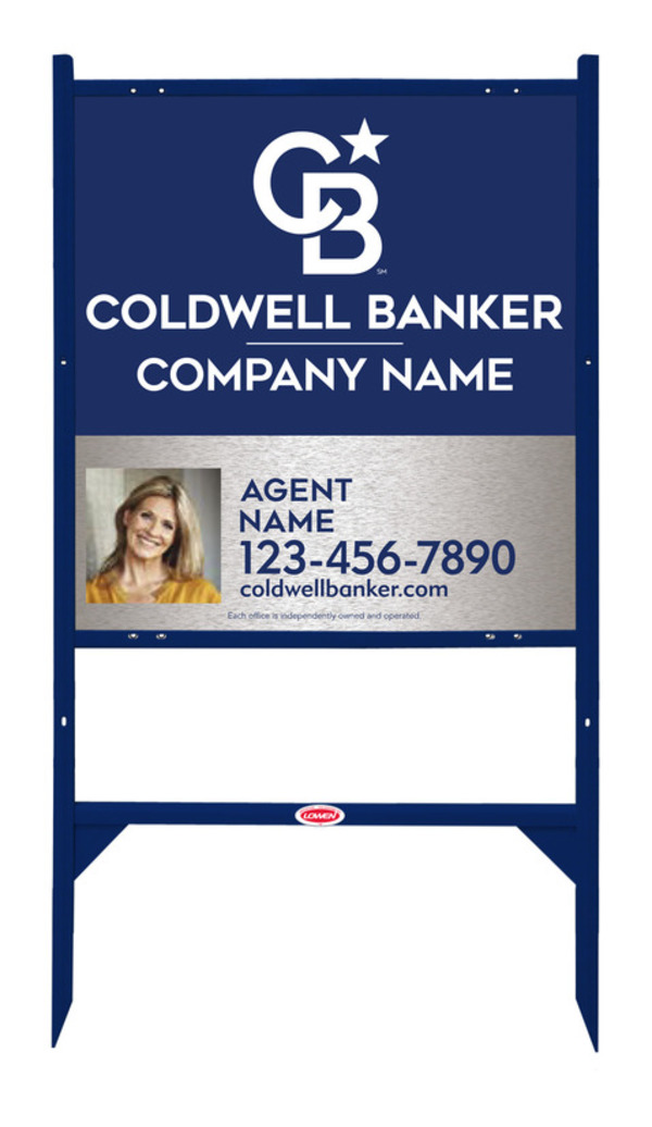 Angle Iron Frame And Agent Photo Sign Panel Unit, 25"H X 24"W, Brushed Aluminum Composite