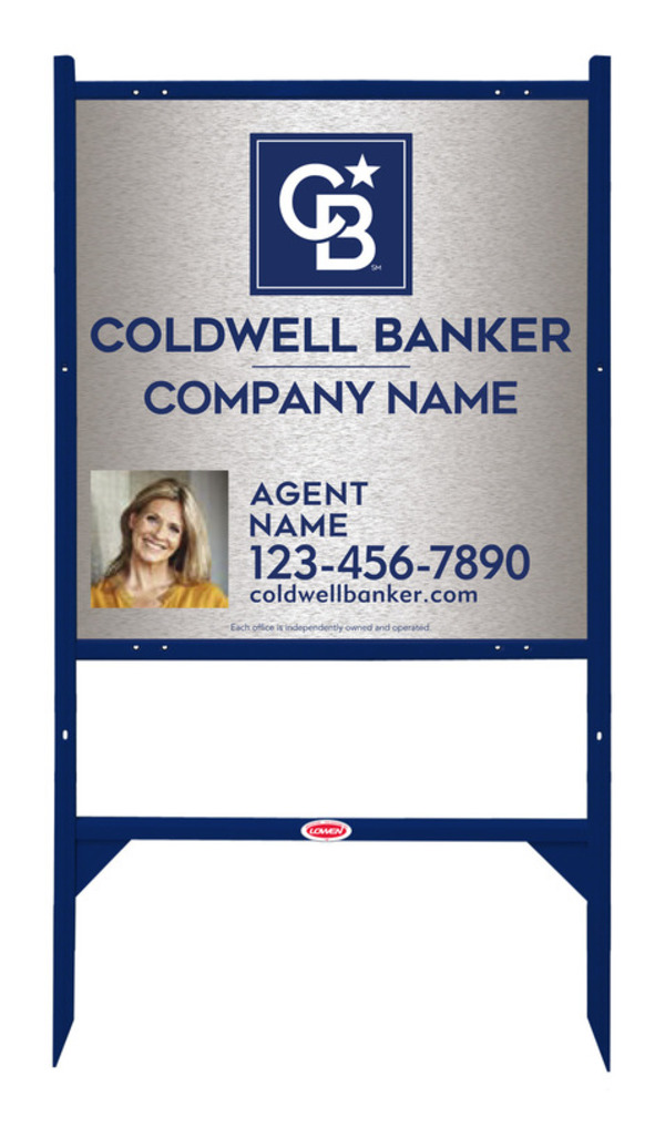 Angle Iron Frame And Agent Photo Sign Panel Unit, 25"H X 24"W, Brushed Aluminum Composite