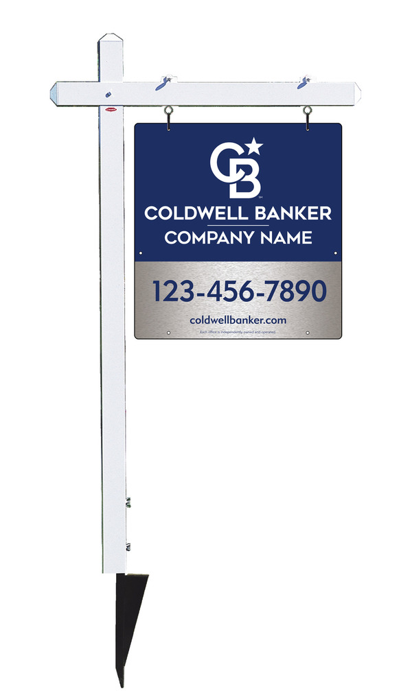 Sign Post And Office Sign Panel Unit, 25"H X 24"W, Brushed Aluminum Composite
