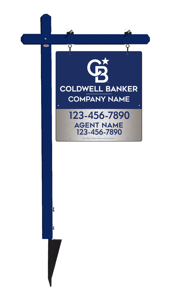 Sign Post And Agent Sign Panel Unit, 25"H X 24"W, Brushed Aluminum Composite