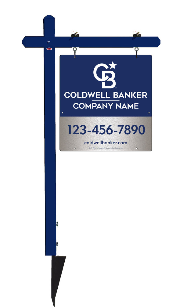 Sign Post And Office Sign Panel Unit, 25"H X 24"W, Brushed Aluminum Composite