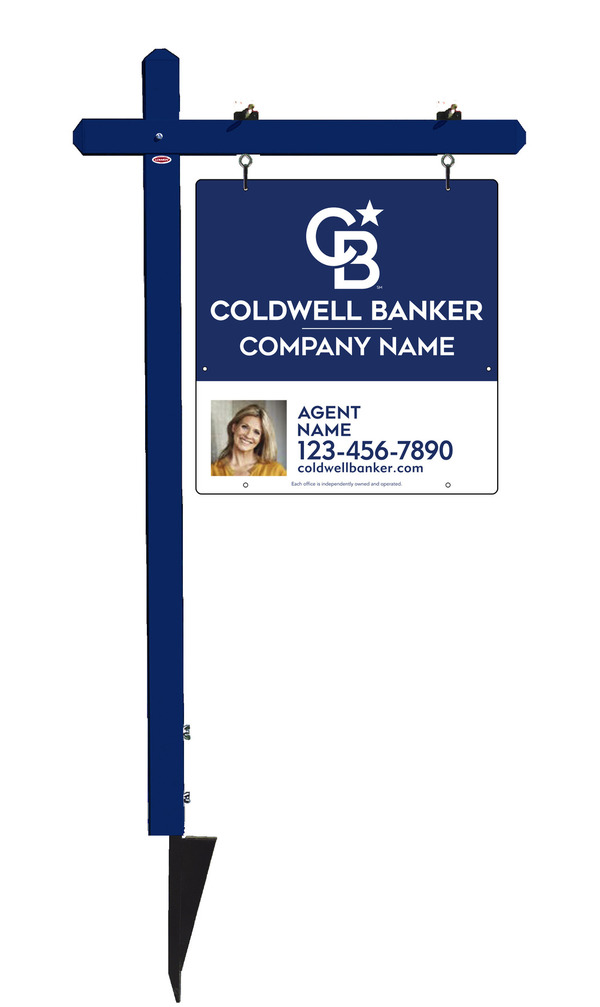 Sign Post And Agent Photo Sign Panel Unit, 25"H X 24"W, Steel