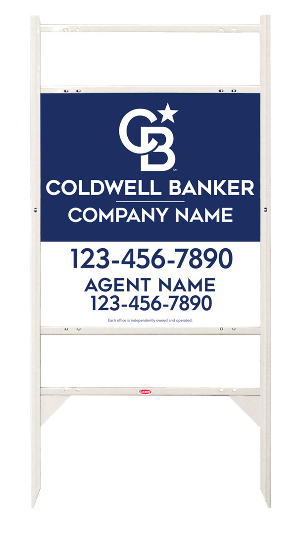Angle Iron Frame W/ 2 Rider Inserts And Agent Sign Panel Unit, 25"H X 24"W, 3mm Aluminum Composite