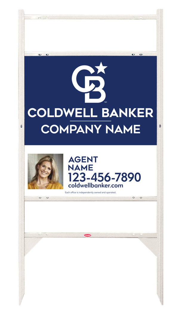 Angle Iron Frame W/ 2 Rider Inserts And Agent Photo Sign Panel Unit, 25"H X 24"W, 3mm Aluminum Composite