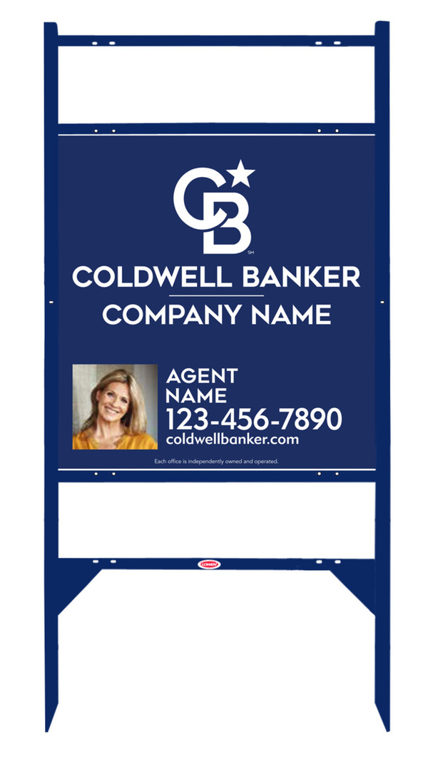 Angle Iron Frame W/ 2 Rider Inserts And Agent Photo Sign Panel Unit, 25"H X 24"W, 3mm Aluminum Composite