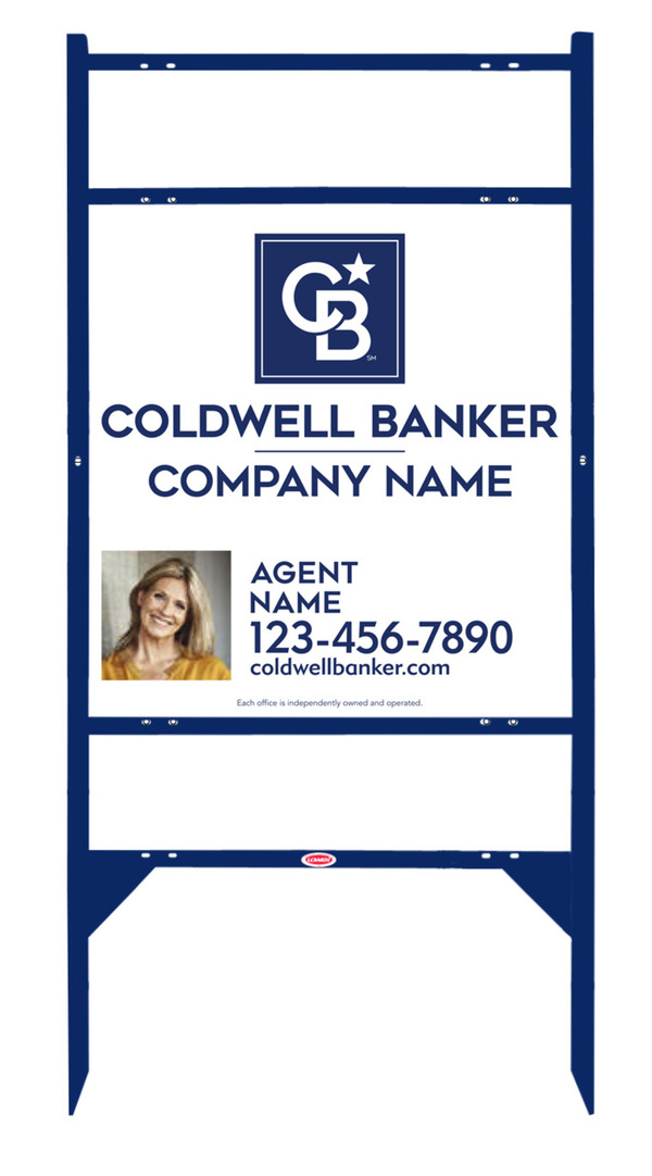 Angle Iron Frame W/ 2 Rider Inserts And Agent Photo Sign Panel Unit, 25"H X 24"W, 3mm Aluminum Composite