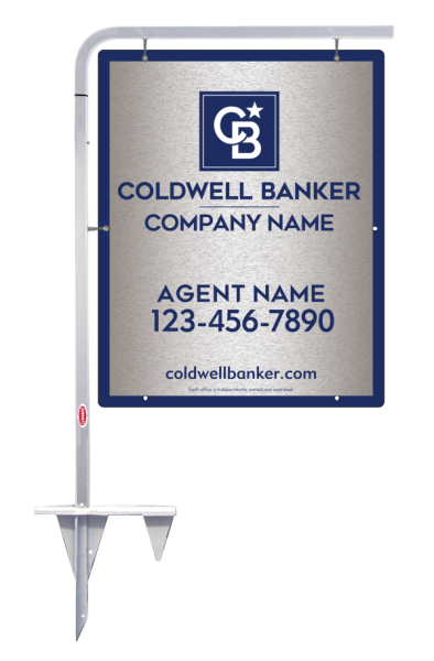 Tubular Stake And Agent Sign Panel Unit, 30"H X 24"W, Brushed Aluminum Composite