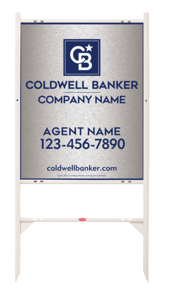 Angle Iron Frame And Agent Sign Panel Unit, 30"H X 24"W, Brushed Aluminum Composite