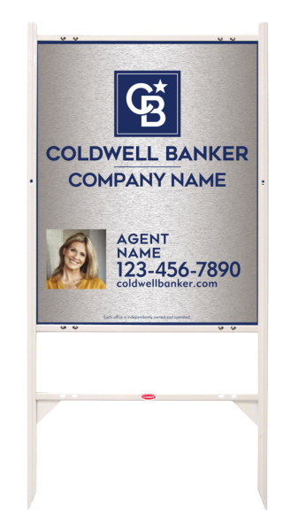 Angle Iron Frame And Agent Photo Sign Panel Unit, 30"H X 24"W, Brushed Aluminum Composite