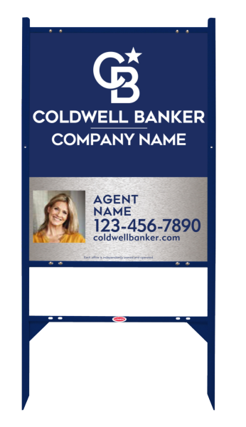 Angle Iron Frame And Agent Photo Sign Panel Unit, 30"H X 24"W, Brushed Aluminum Composite