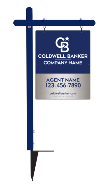 Sign Post And Agent Sign Panel Unit, 30"H X 24"W, Brushed Aluminum Composite