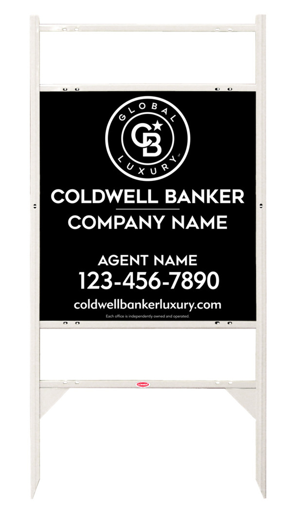 Angle Iron Frame W/ 2 Rider Inserts And Agent Sign Panel Unit, 25"H X 24"W, 3mm Aluminum Composite