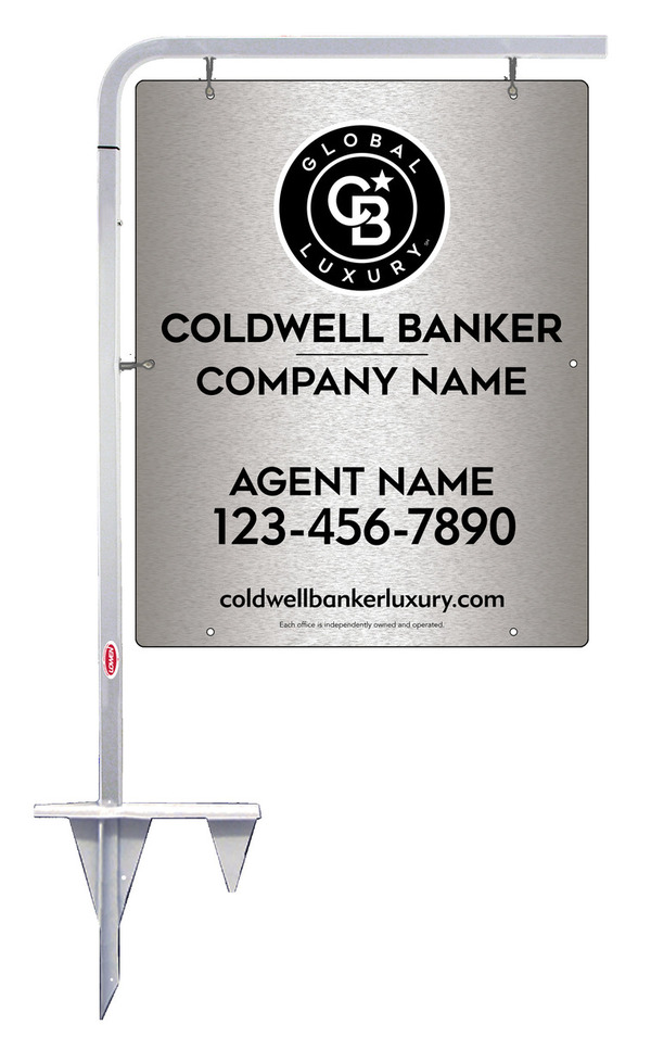 Tubular Stake And Agent Sign Panel Unit, 30"H X 24"W, Brushed Aluminum Composite