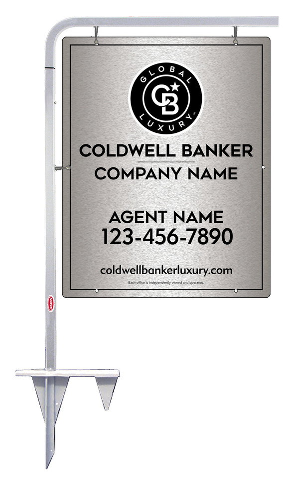 Tubular Stake And Agent Sign Panel Unit, 30"H X 24"W, Brushed Aluminum Composite