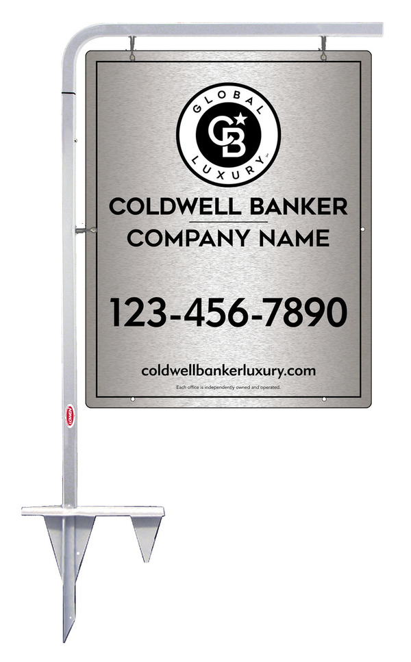 Tubular Stake And Office Sign Panel Unit, 30"H X 24"W, Brushed Aluminum Composite