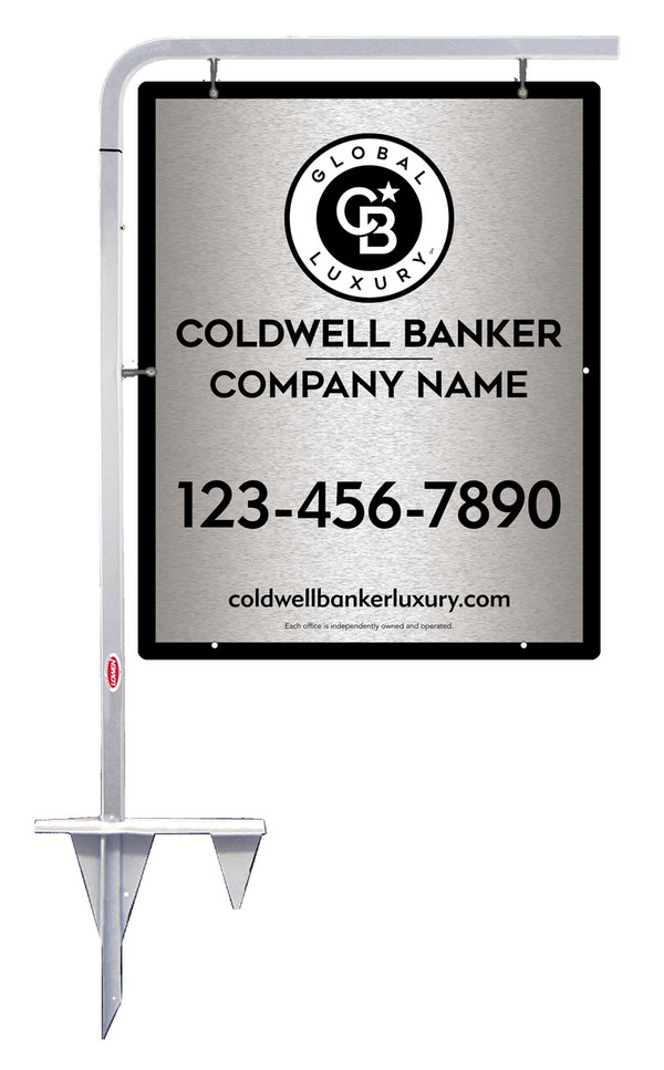 Tubular Stake And Office Sign Panel Unit, 30"H X 24"W, Brushed Aluminum Composite
