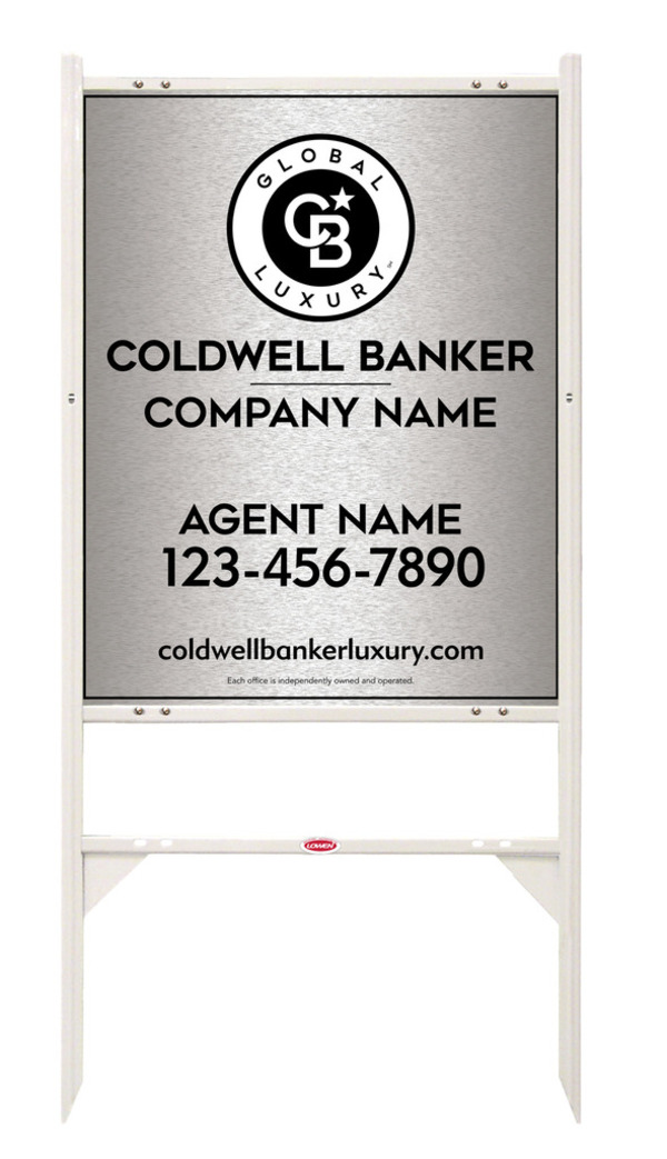 Angle Iron Frame And Agent Sign Panel Unit, 30"H X 24"W, Brushed Aluminum Composite