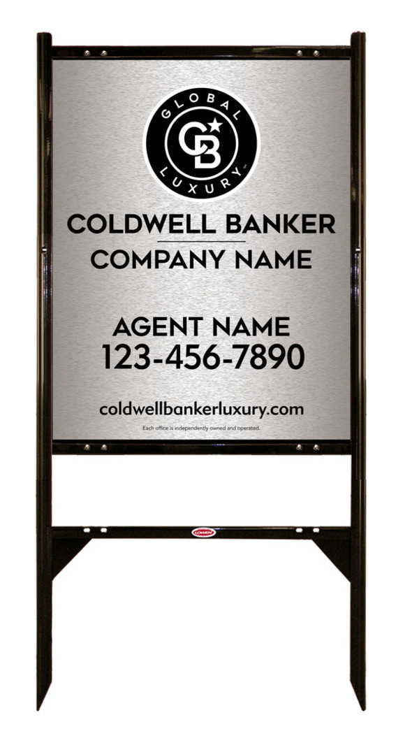 Angle Iron Frame And Agent Sign Panel Unit, 30"H X 24"W, Brushed Aluminum Composite