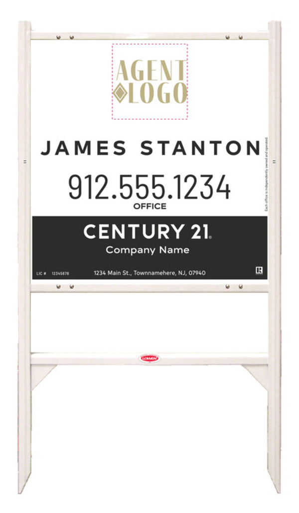 Angle Iron Frame And Agent Logo Centric Sign Panel Unit, 24"H X 24"W