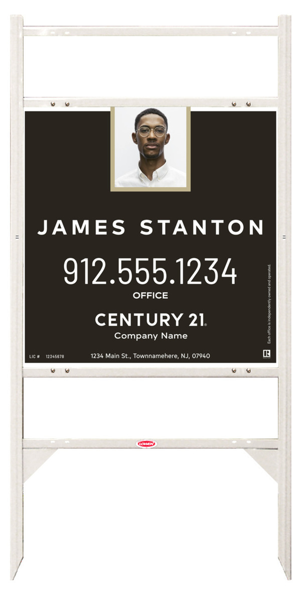 Angle Iron Frame With Two Rider Inserts And Agent Photo Centric Sign Panel Unit, 24"H X 24"W